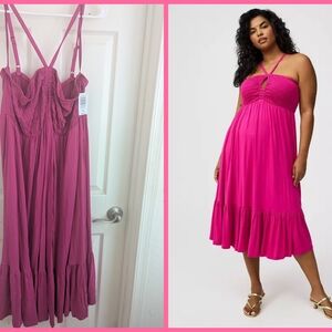 Torrid Fuchsia Halter Midi Dress